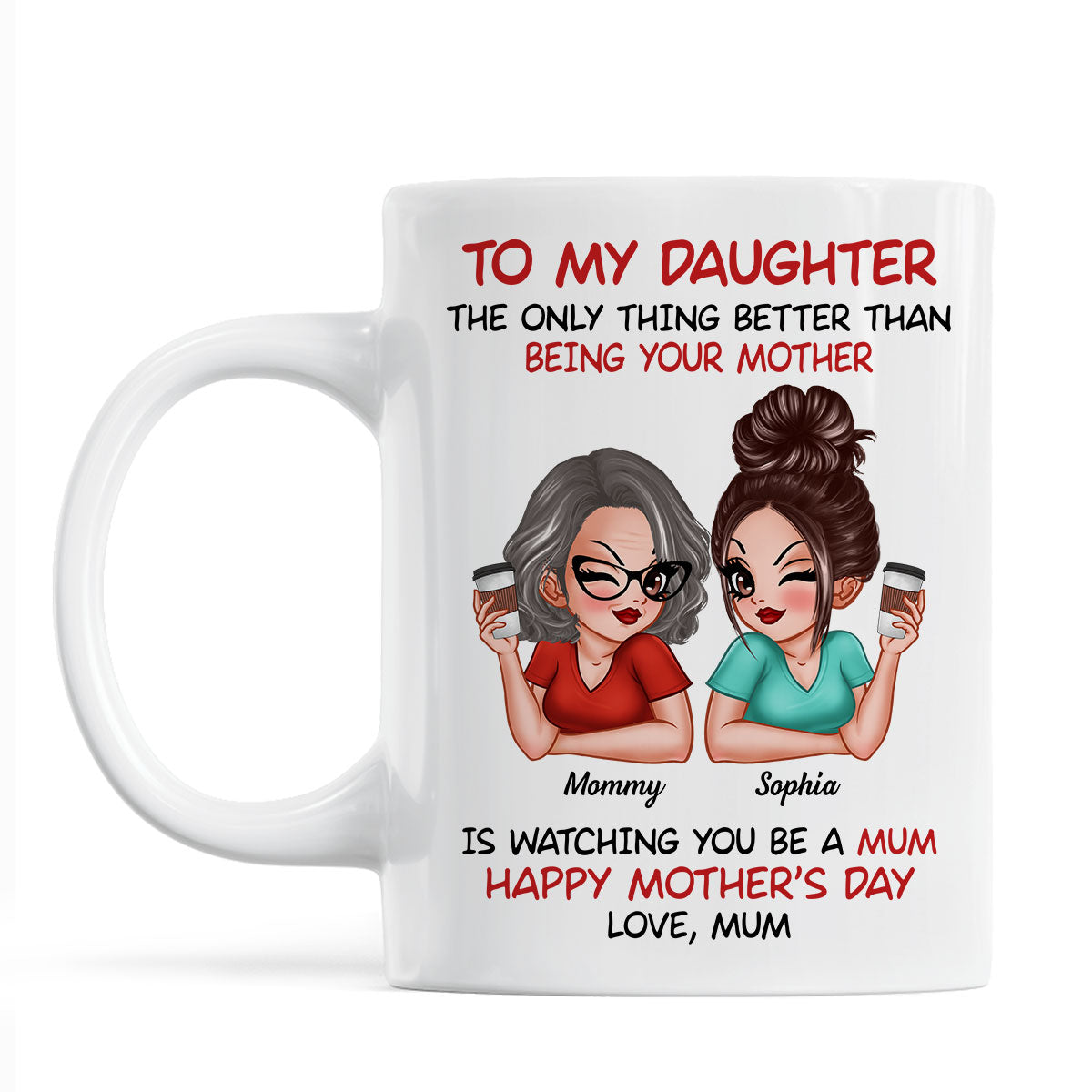 To My Daughter From Mum Happy Mother's Day UK Personalized Mug, Mother's Day Gift For Daughter