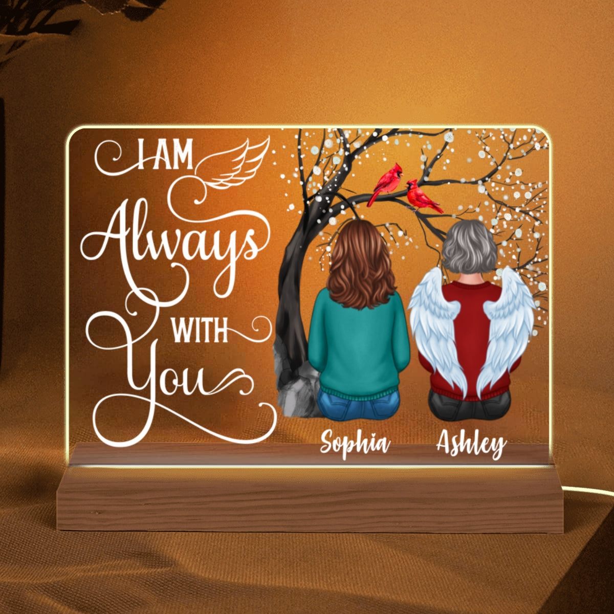 Always With You Personalized Memorial Remembrance Gift Personalized Custom Shape Acrylic Plaque LED Night Light
