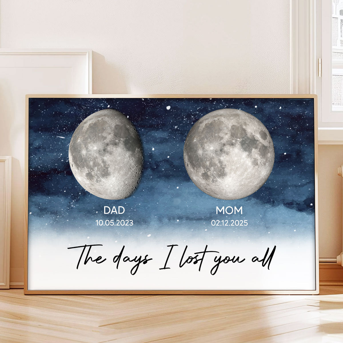 Starry Night Custom Date Moon Phase Dad Mom Memorial Personalized Poster, Rememberance Gift, Sympathy Gift