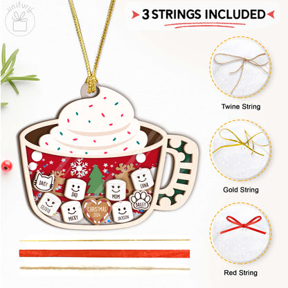 Custom Marshmallows Hot Chocolate Pet Family 4D Shaker Ornament