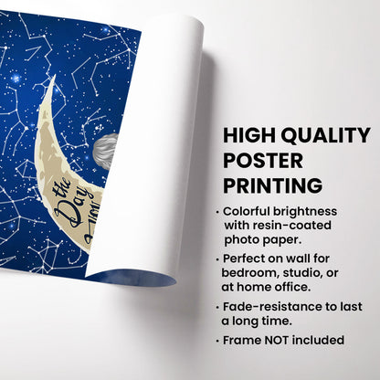 Grandma & Grandkid Sitting On Moon Custom Star Map Personalized Poster, Heartfelt Mother's Day Gift For Mom, For Grandma