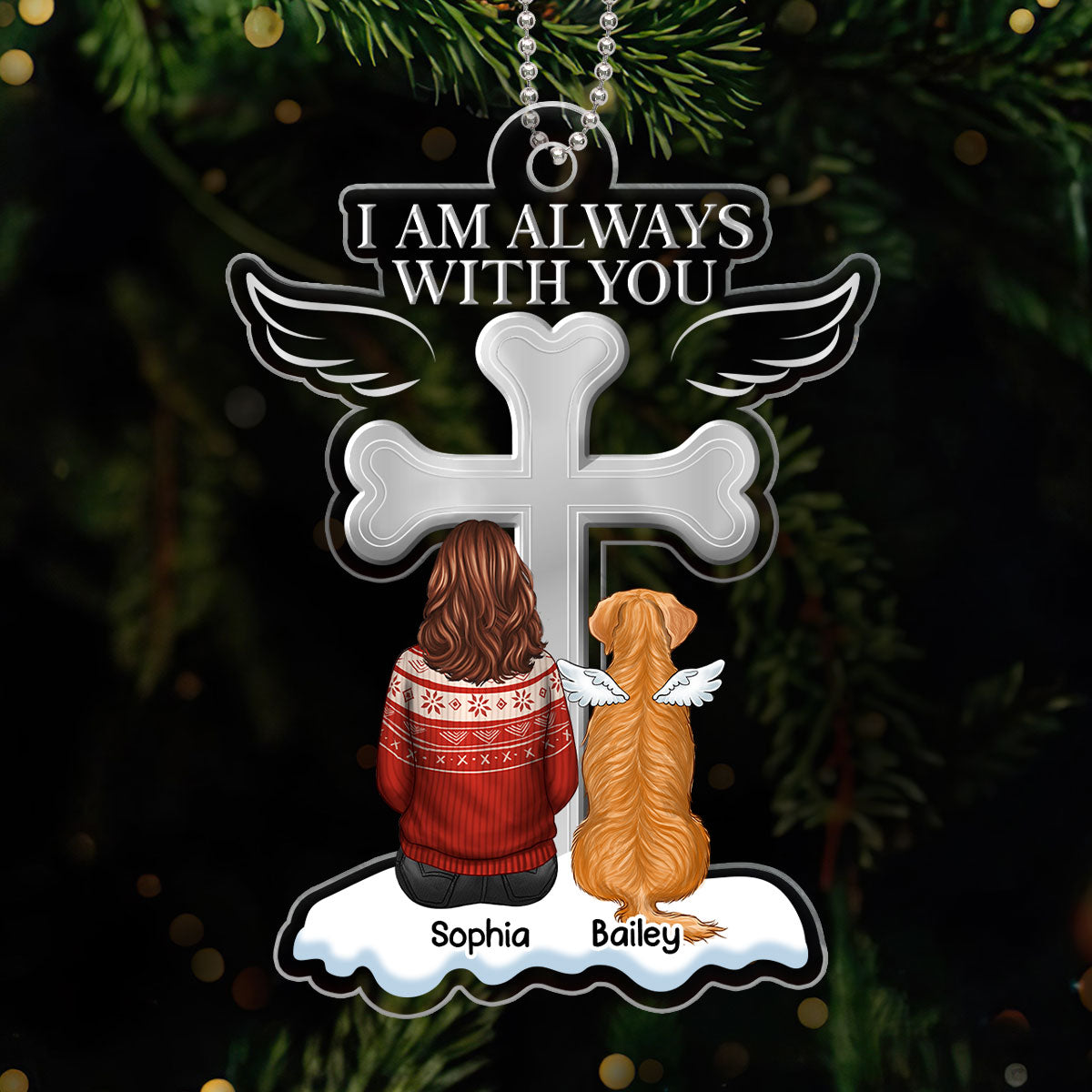Always In My Heart Dog Memorial Remembrance Keepsake Personalized Acrylic Ornament