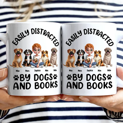Easily Distracted By Dogs & Books - Personalized Mug