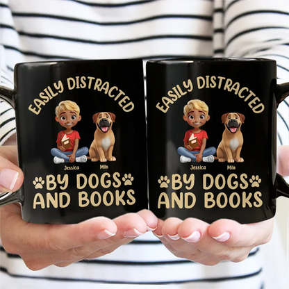 Easily Distracted By Dogs & Books - Personalized Mug