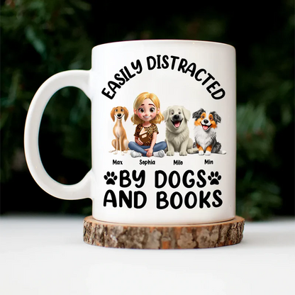 Easily Distracted By Dogs & Books - Personalized Mug