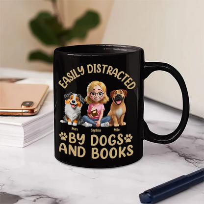 Easily Distracted By Dogs & Books - Personalized Mug