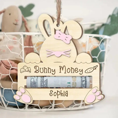 Easter Day - Cute Bunny Money - Personalized Money Holder Basket Name Tags Money Holder The Next Custom Gift