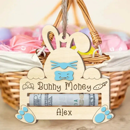 Easter Day - Cute Bunny Money - Personalized Money Holder Basket Name Tags Money Holder The Next Custom Gift