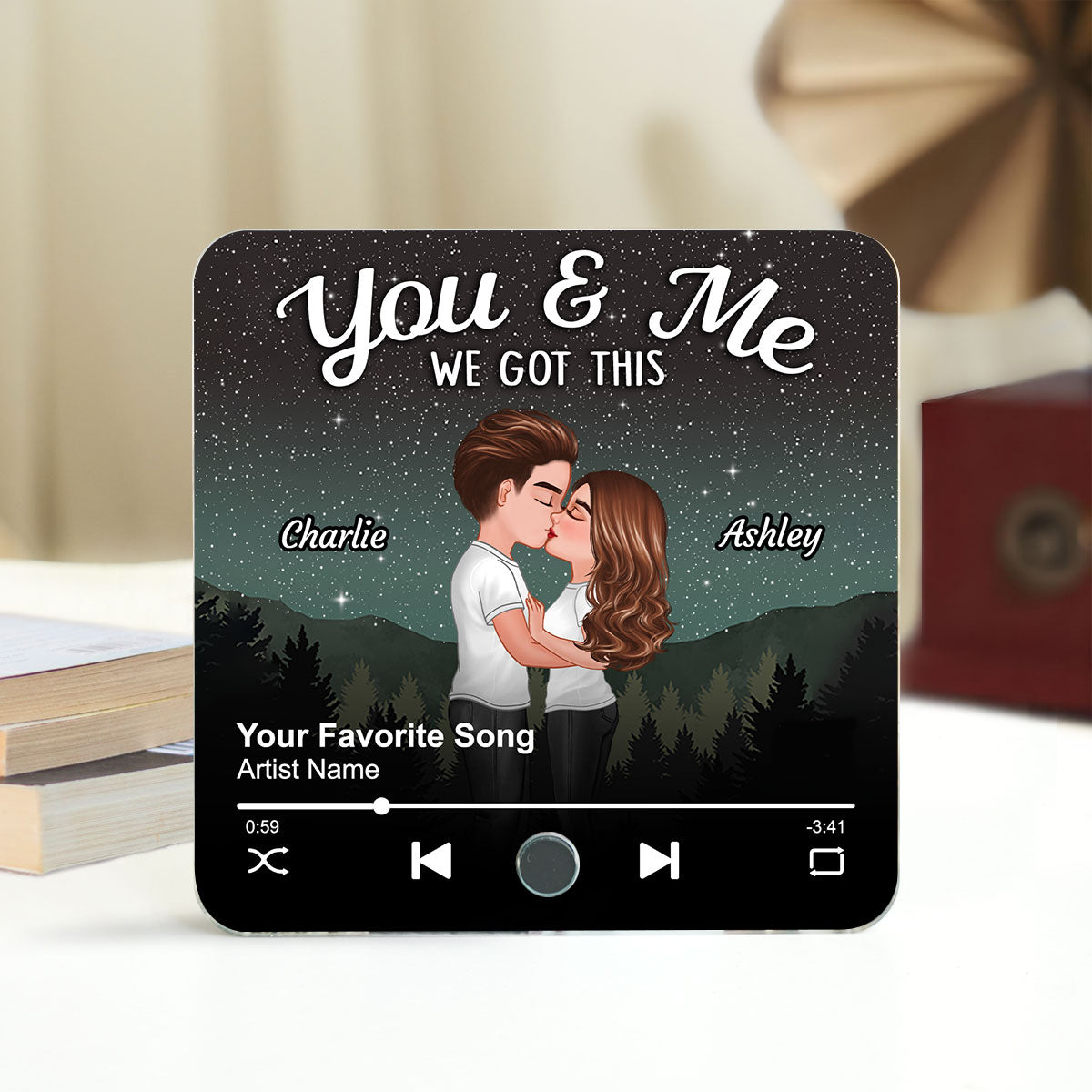 Couple Kissing Under Stars Personalized Music Fridge Magnet, Heartfelt 2025 Valentine's Day Gift For Couple, For Him, For Her, Boyfriend, Girlfriend, Husband, Wife