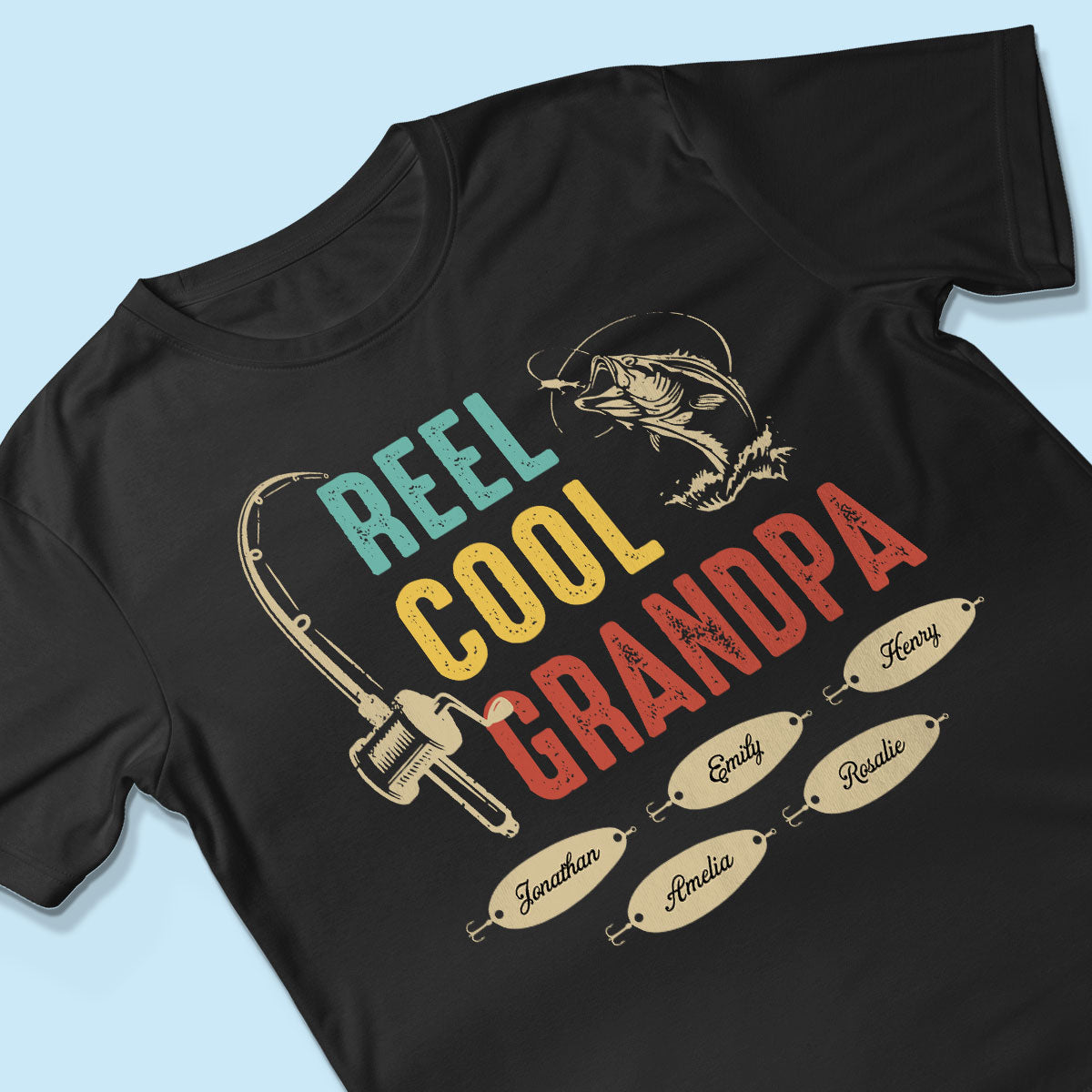 Reel Cool Grandpa Papa Fishing Camouflage Personalized Shirt, Unique 2025 Father's Day Birthday Gift For Grandpa, Dad, Husband