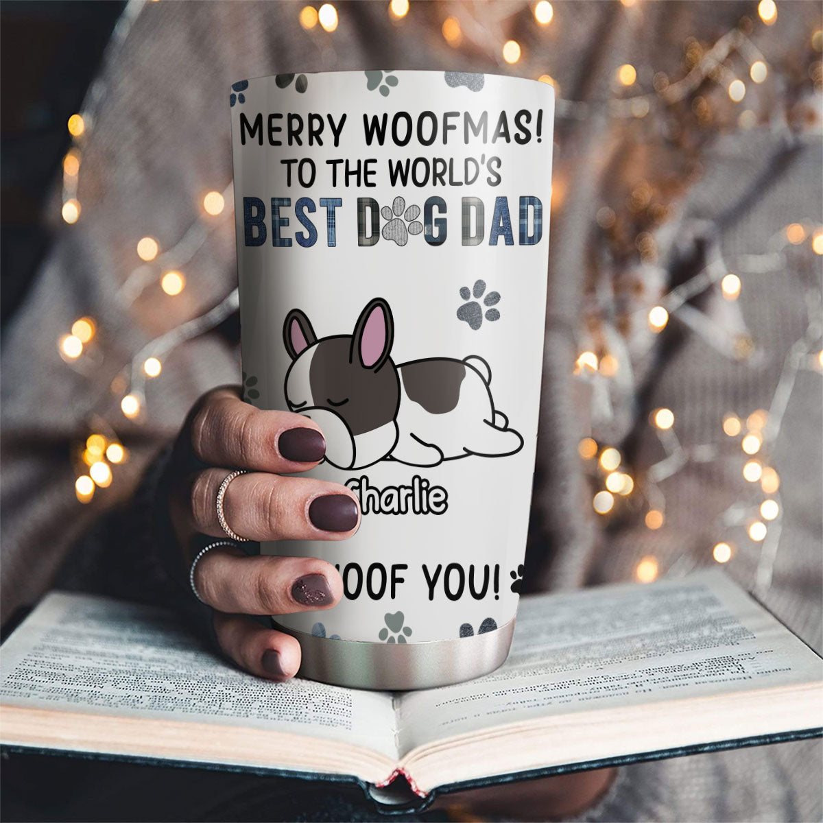 Merry Woofmas Dog Dad - Personalized Custom Tumbler