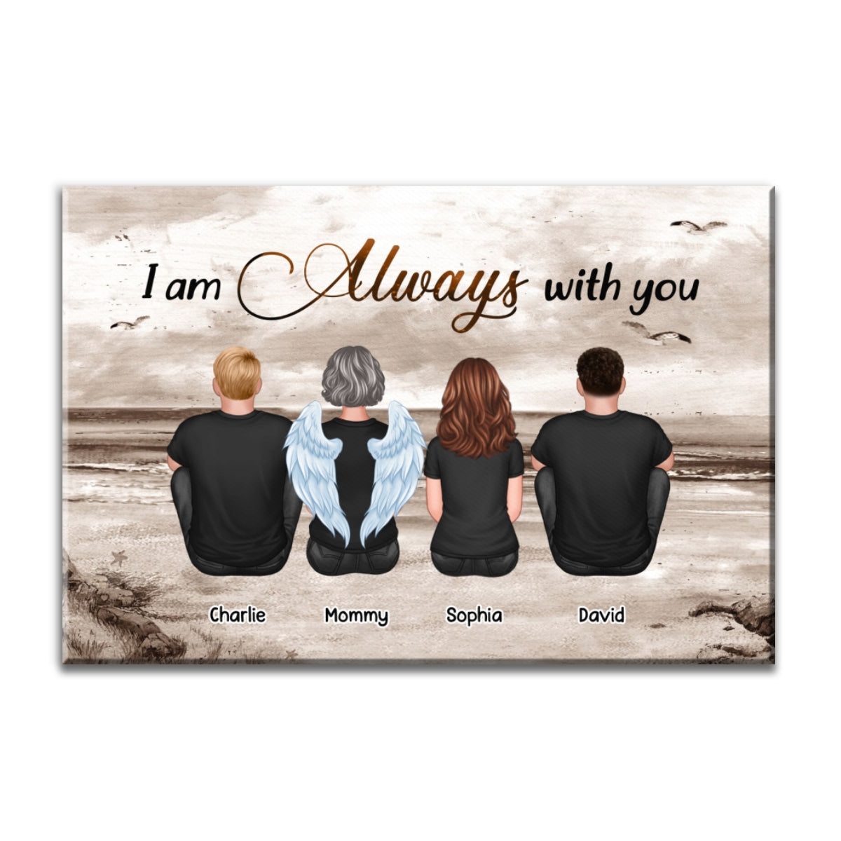 Always With You Sky Family Members, Memorial Personalized Canvas, Sympathy Gift