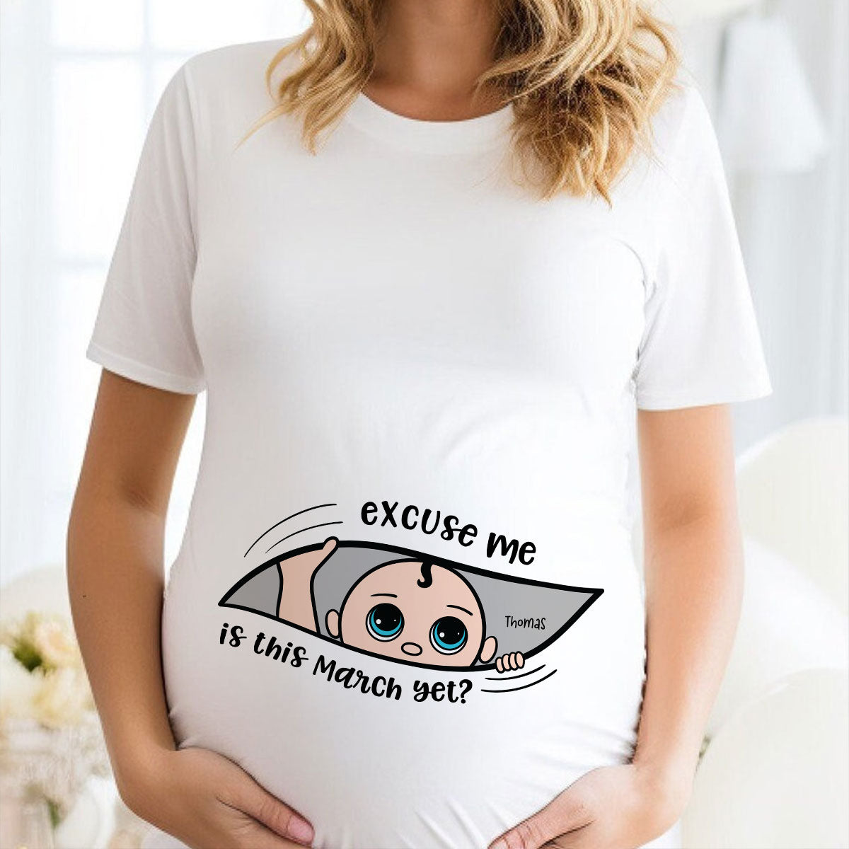 Personalized Maternity Shirt, Excuse Me Is It Yet, Pregnancy Announcement, Expecting Parents