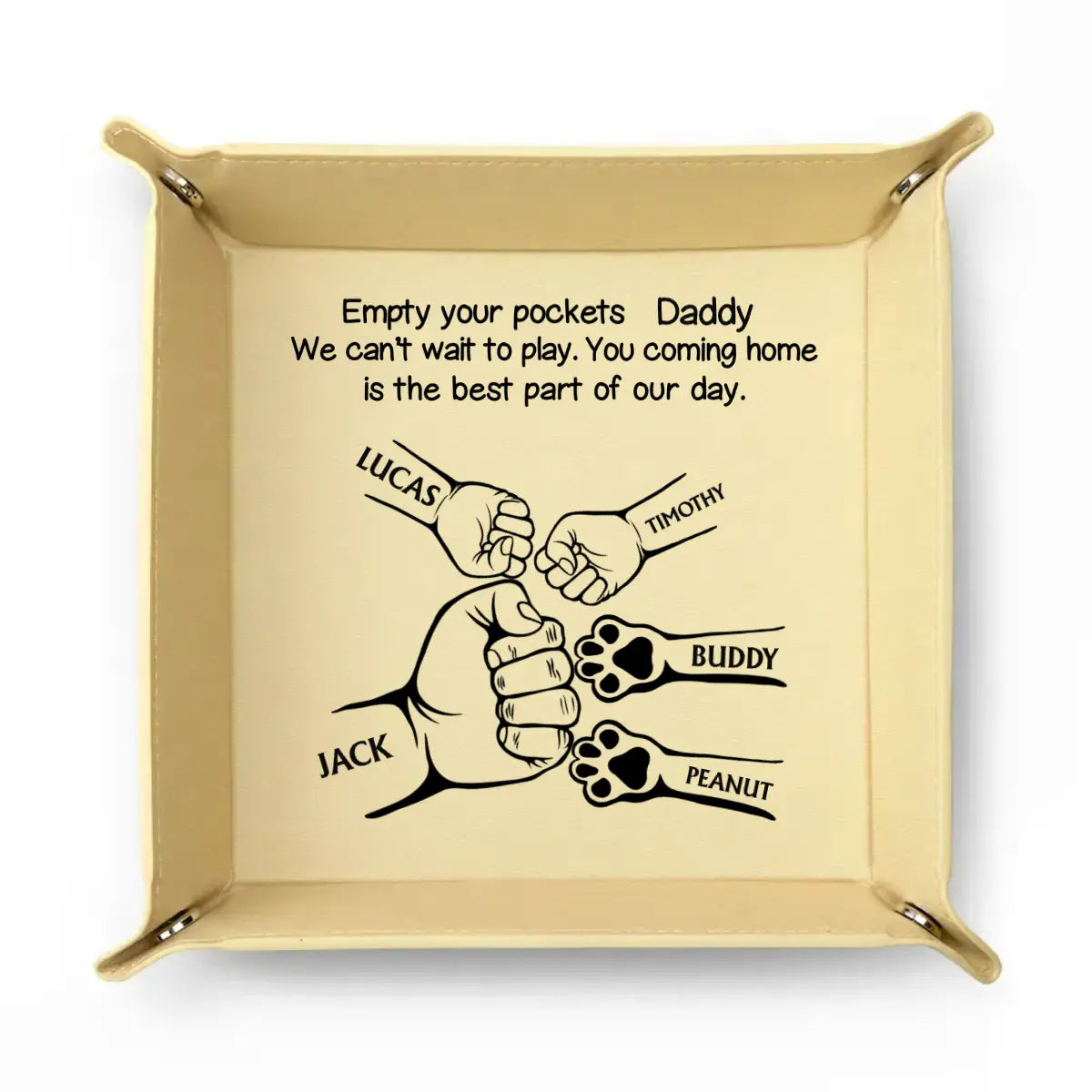 Empty Your Pockets Daddy We Can't Wait Pet And Kids - Personalized Leather Valet Tray Valet Tray The Next Custom Gift