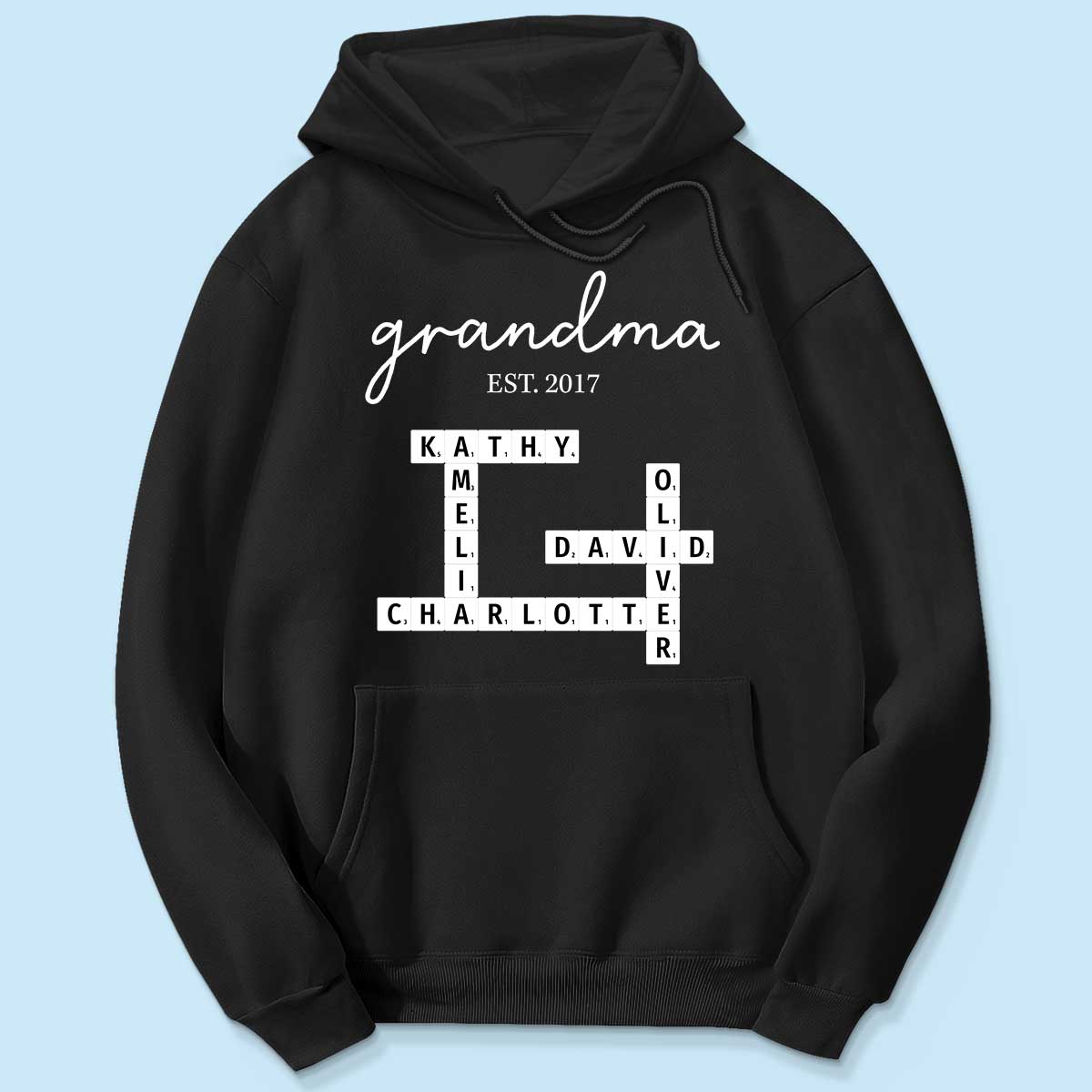 Grandma Est Date Crossword Puzzle Grandkids Name Personalized Shirt