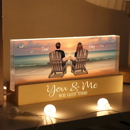 Eternal Sunset Beach Couple Personalized Acrylic LED Night Light, Heartfelt Anniversary Gift For Girlfriend, For Wife LED Night Light The Next Custom Gift