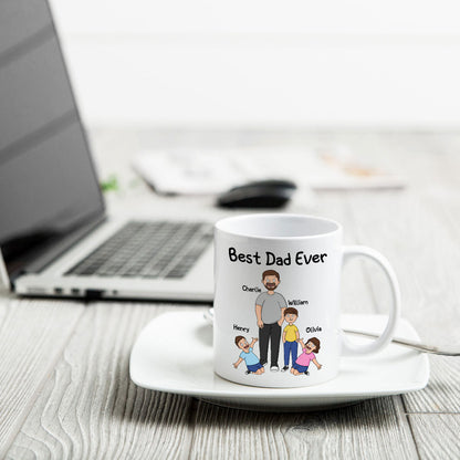 Funny Family Style Dad And Kids Best Dad Ever Personalized Mug