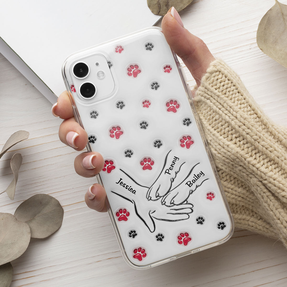 Paw And Hand - Personalized Custom 3D Inflated Effect Phone Case