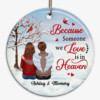 Berry Tree Cardinal Memorial On Cloud Personalized Circle Ornament