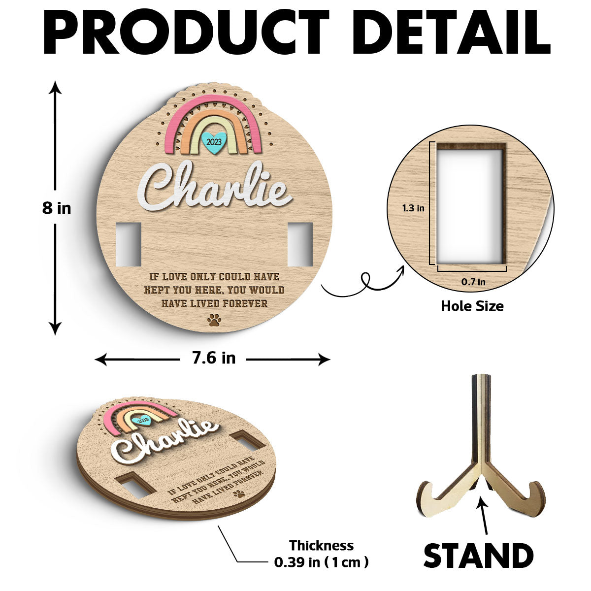 Love Could Have Kept You Forever Rainbow Dog Cat Pet Loss Collar Keepsake Sympathy Gift Personalized Wooden Pet Collar Holder