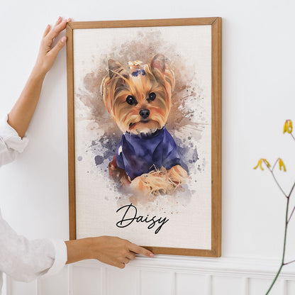 Personalized Watercolor Pet Poster From Photo, Gift For Pet Owners, New Pet Gift, Pet Memorial Gift