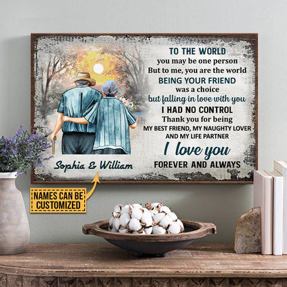 Family Old Couple Thank You For Being My Best Friend Custom Poster, Anniversary Gift, Couple Gift, Memorial Gift, Sympathy, Wall Art, Wall Decor, Grandparents Day Gifts