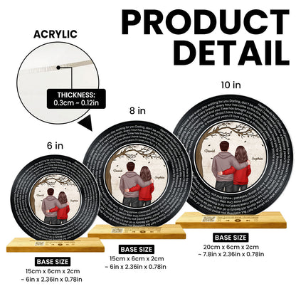 Favorite Place In The World Couple Standing Back View Personalized Vinyl Lyrics Record - Acrylic Song Plaque - Valentine's Day Gift, Anniversary Gift For Couple, For Him, For Her, Husband, Wife