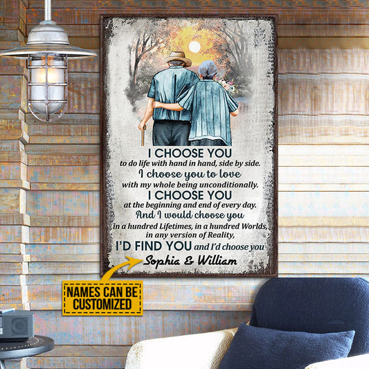 Family Old Couple Husband Wife I Choose You Vertical Custom Poster, Anniversary Gift, Memorial Gift, Sympathy, Wall Pictures, Wall Art, Wall Decor, Grandparents Day Gifts