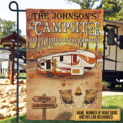 Fall Camping Life Is Better At The Campsite Custom Flag, Fall Campsite, Camping Outdoor Decoration, Autumn Camping Outdoor Gift