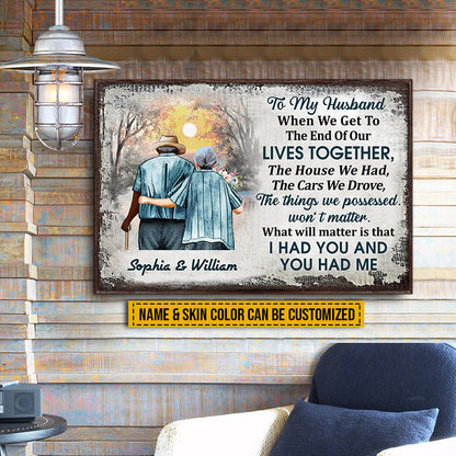 Family Old Couple To My Husband When We Get Skin Custom Poster, Anniversary Gift, Memorial Gift, Sympathy, Wall Pictures, Wall Art, Wall Decor