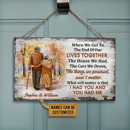 Family Old Couple When We Get Custom Wood Rectangle Sign, Personalized Fall Couple Sign, Couple Gift