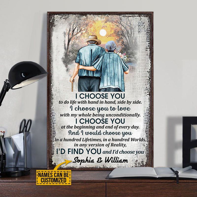 Family Old Couple Husband Wife I Choose You Vertical Custom Poster, Anniversary Gift, Memorial Gift, Sympathy, Wall Pictures, Wall Art, Wall Decor, Grandparents Day Gifts