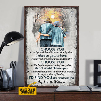 Family Old Couple Husband Wife I Choose You Vertical Custom Poster, Anniversary Gift, Memorial Gift, Sympathy, Wall Pictures, Wall Art, Wall Decor, Grandparents Day Gifts