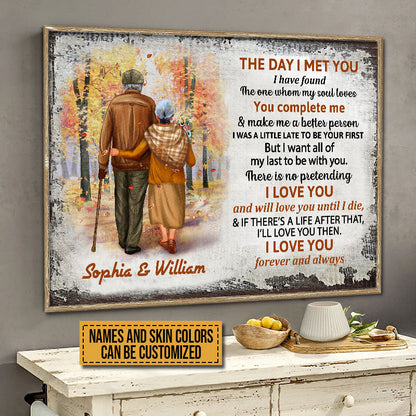Family Old Couple The Day I Met You Custom Color Skin Custom Poster, Personalized Fall Couple Wall Art, Couple Gift