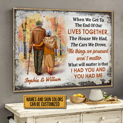 Family Old Couple When We Get Custom Color Skin Custom Poster, Personalized Fall Couple Wall Art, Couple Gift