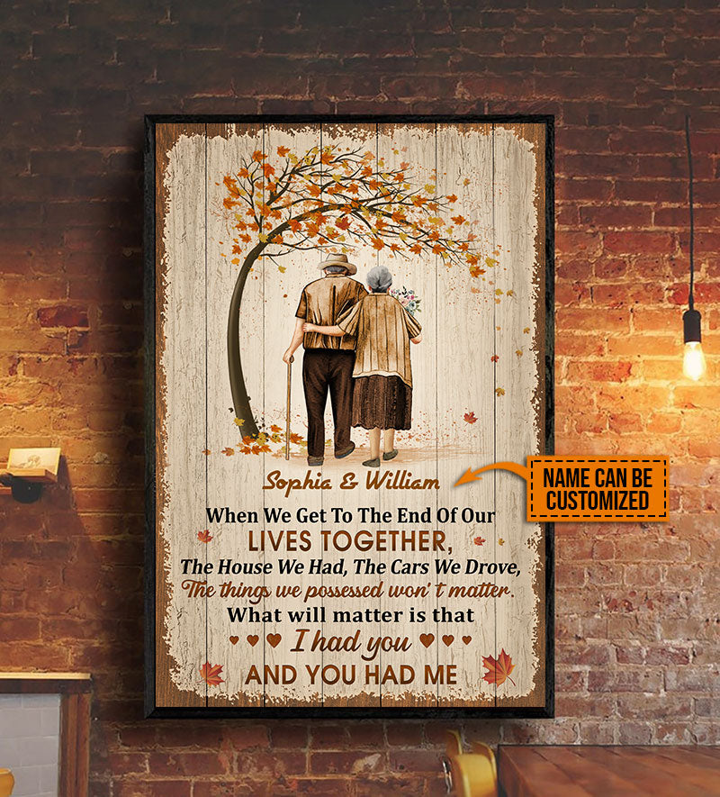 Family Old Couple Husband Wife When We Get Fall Leaves Custom Poster, Anniversary Gift, Memorial Gift, Sympathy, Wall Pictures, Wall Art, Wall Decor, Grandparents Day Gifts