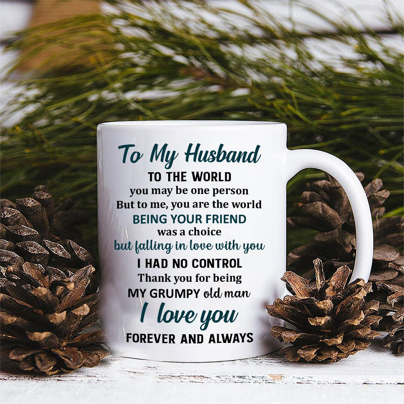 Family Old Couple To My Husband You Are The World Skin Custom Mug, Couple Gift, Anniversary Gift, Memorial Gift, Grandparents Day Gifts
