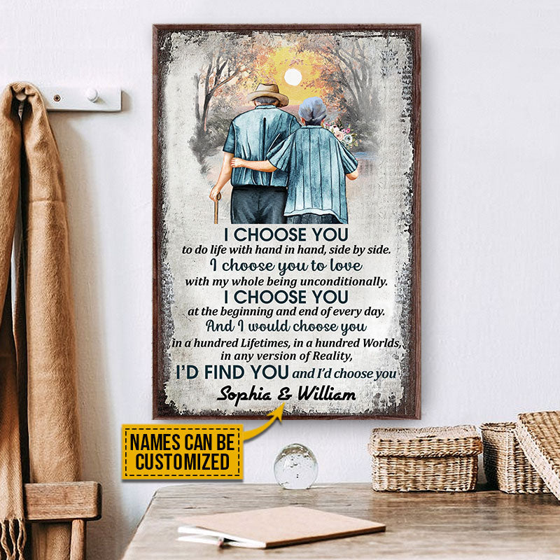 Family Old Couple Husband Wife I Choose You Vertical Custom Poster, Anniversary Gift, Memorial Gift, Sympathy, Wall Pictures, Wall Art, Wall Decor, Grandparents Day Gifts