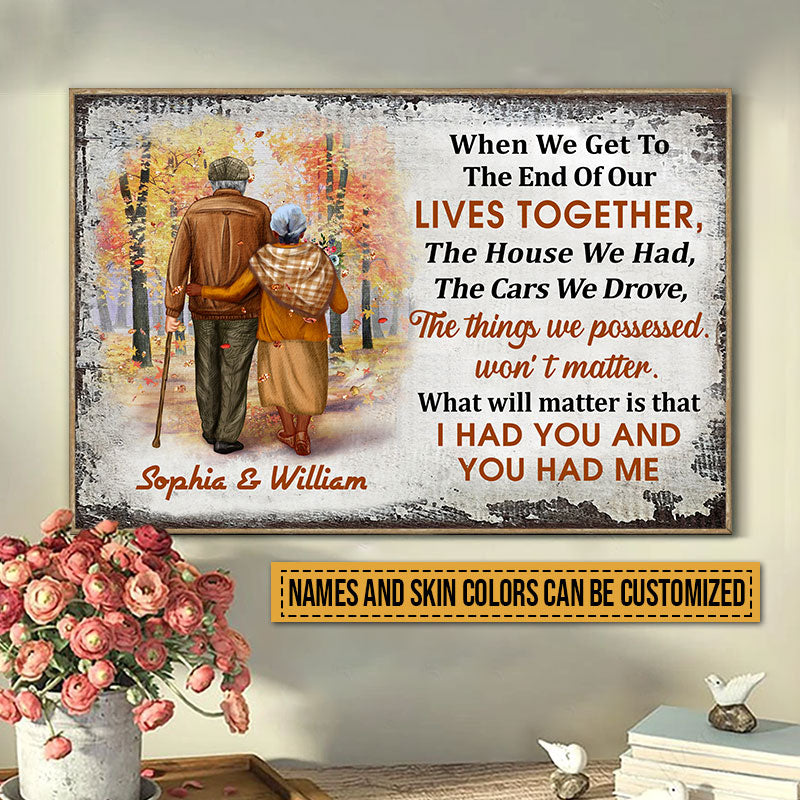 Family Old Couple When We Get Custom Color Skin Custom Poster, Personalized Fall Couple Wall Art, Couple Gift