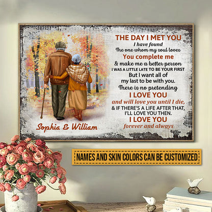 Family Old Couple The Day I Met You Custom Color Skin Custom Poster, Personalized Fall Couple Wall Art, Couple Gift
