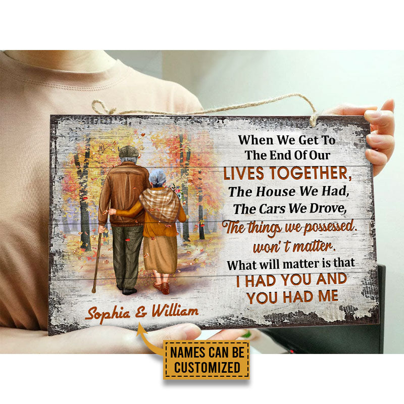 Family Old Couple When We Get Custom Wood Rectangle Sign, Personalized Fall Couple Sign, Couple Gift