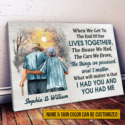 Family Old Couple Husband Wife When We Get Skin Custom Canvas, Anniversary Gift, Memorial Gift, Sympathy, Wall Pictures, Wall Art, Wall Decor, Grandparents Day Gifts