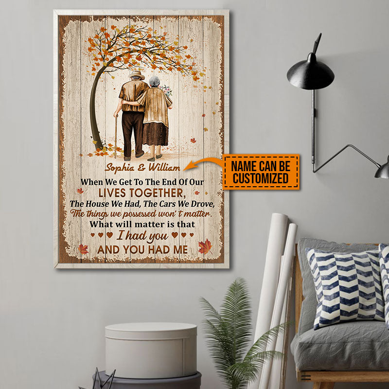 Family Old Couple Husband Wife When We Get Fall Leaves Custom Poster, Anniversary Gift, Memorial Gift, Sympathy, Wall Pictures, Wall Art, Wall Decor, Grandparents Day Gifts