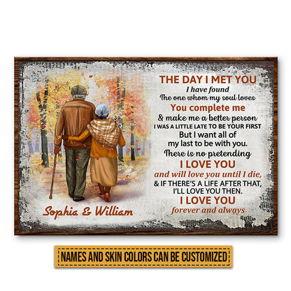 Family Old Couple The Day I Met You Custom Color Skin Custom Poster, Personalized Fall Couple Wall Art, Couple Gift