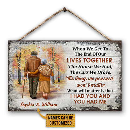 Family Old Couple When We Get Custom Wood Rectangle Sign, Personalized Fall Couple Sign, Couple Gift
