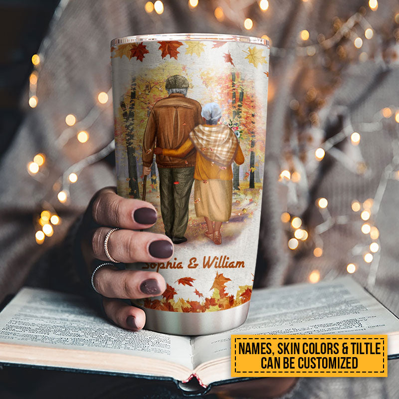 Family Old Couple Never Forget That I Love You Custom Color Skin Custom Tumbler, Personalized Fall Couple Tumbler, Couple Gift