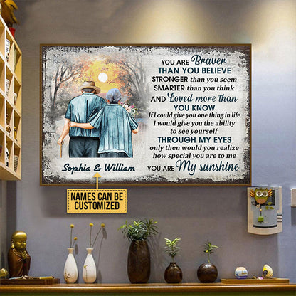 Family Old Couple Husband Wife You Are Braver Custom Poster, Couple Gift, Anniversary Gift, Memorial Gift, Grandparents Day Gifts