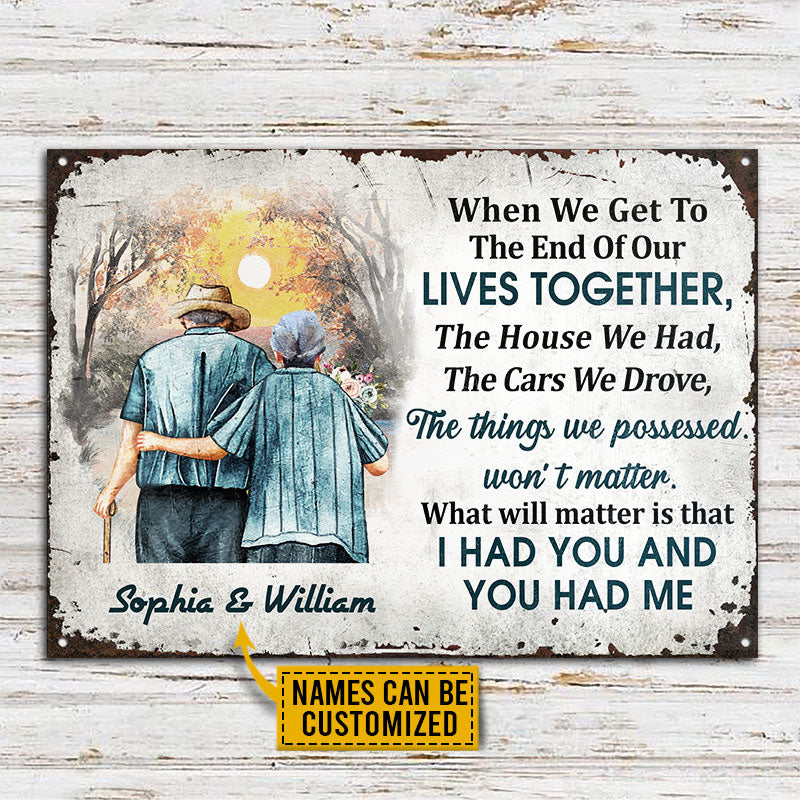 Family Old Couple When We Get Custom Classic Metal Signs, Husband, Wife, Yard Sign, Anniversary Gift, Memorial Gift, Sympathy, Wall Art, Wall Decor, Grandparents Day Gifts