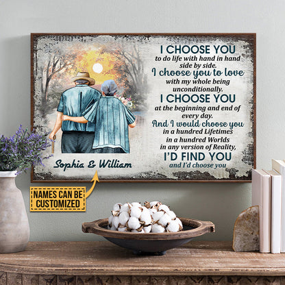 Family Old Couple Husband Wife I Choose You Custom Poster, Anniversary Gift, Memorial Gift, Sympathy, Wall Pictures, Wall Art, Wall Decor, Grandparents Day Gifts