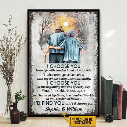 Family Old Couple Husband Wife I Choose You Vertical Custom Poster, Anniversary Gift, Memorial Gift, Sympathy, Wall Pictures, Wall Art, Wall Decor, Grandparents Day Gifts